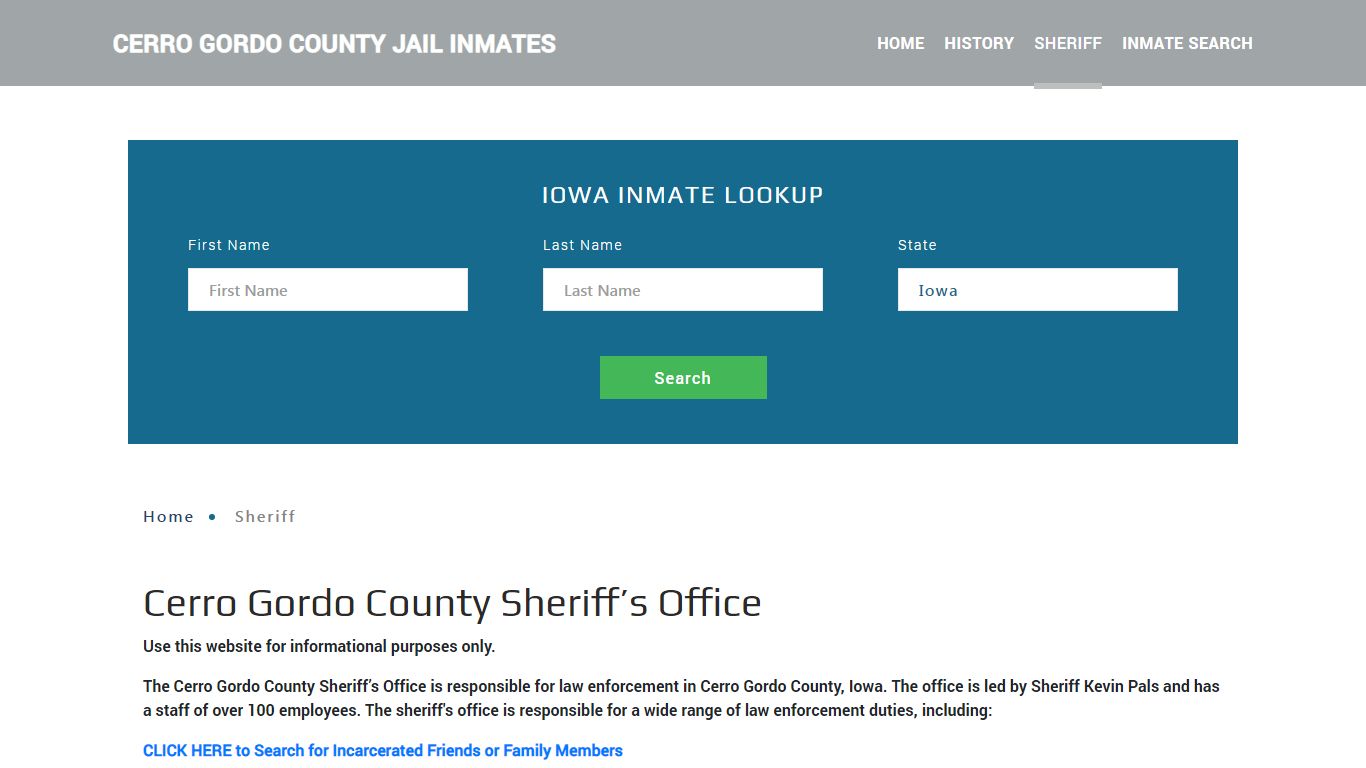 Cerro Gordo County Sheriff, IA Arrest Warrant Lookup