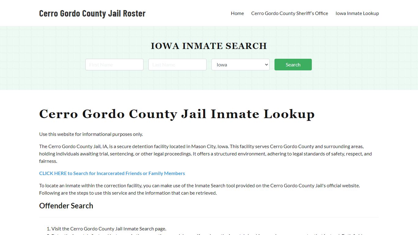 Cerro Gordo County Jail Roster Lookup, IA, Inmate Search